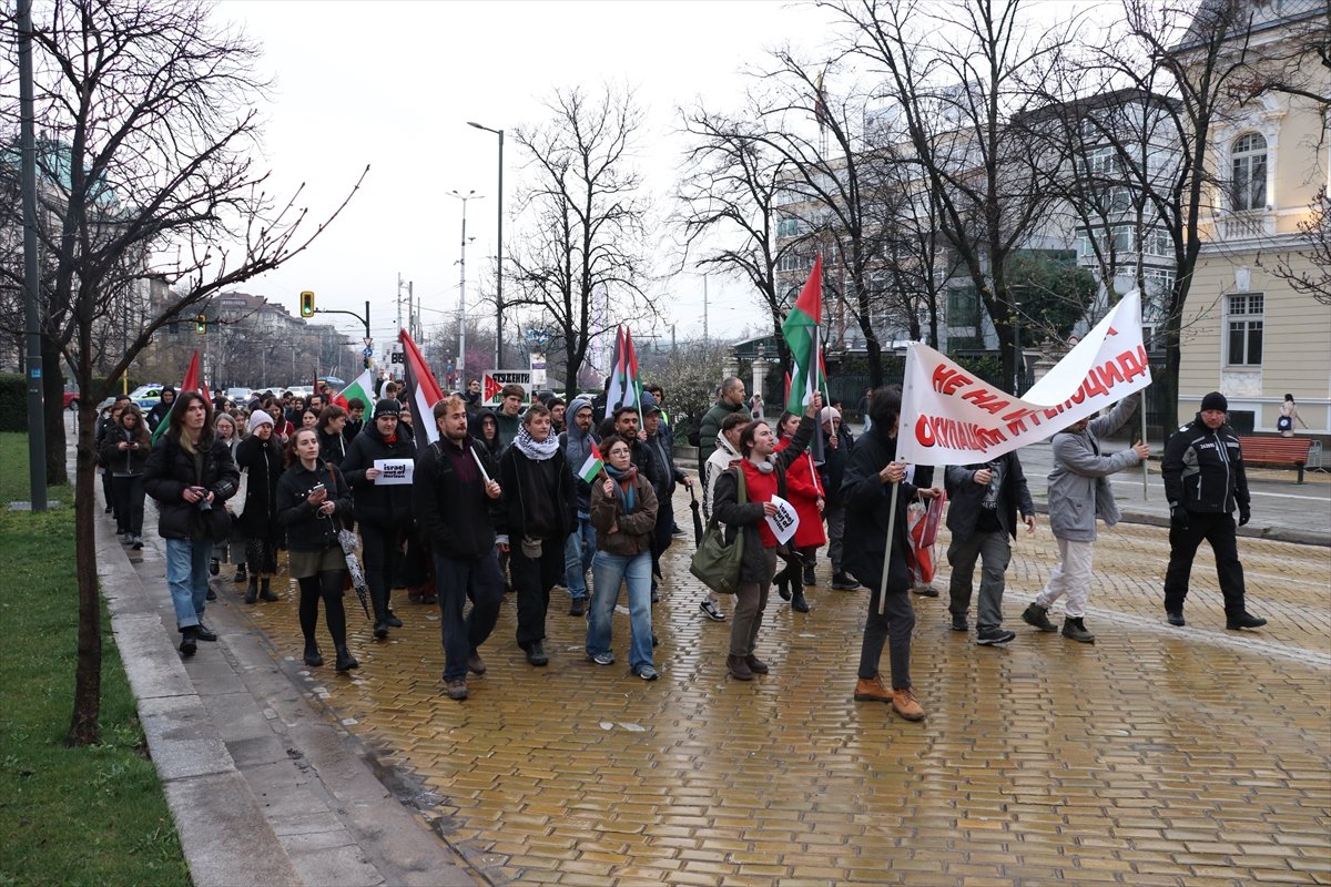 Sofya'da, İsrail'in AB'nin 'Ufuk Avrupa' araştırma programından çıkarılması için gösteri yapıldı