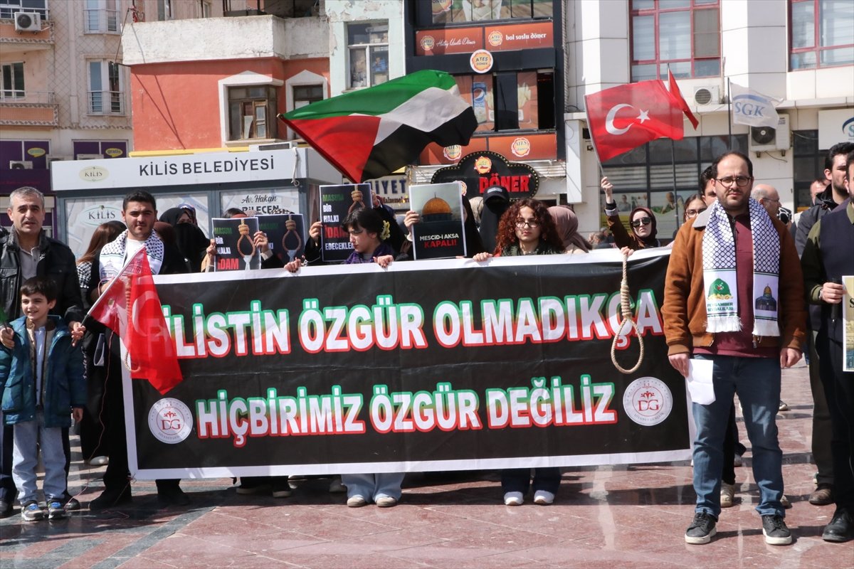 Mescid-i Aksa'nın kapalı tutulması ve İsrail'in çıkardığı idam yasası Kilis'te protesto edildi