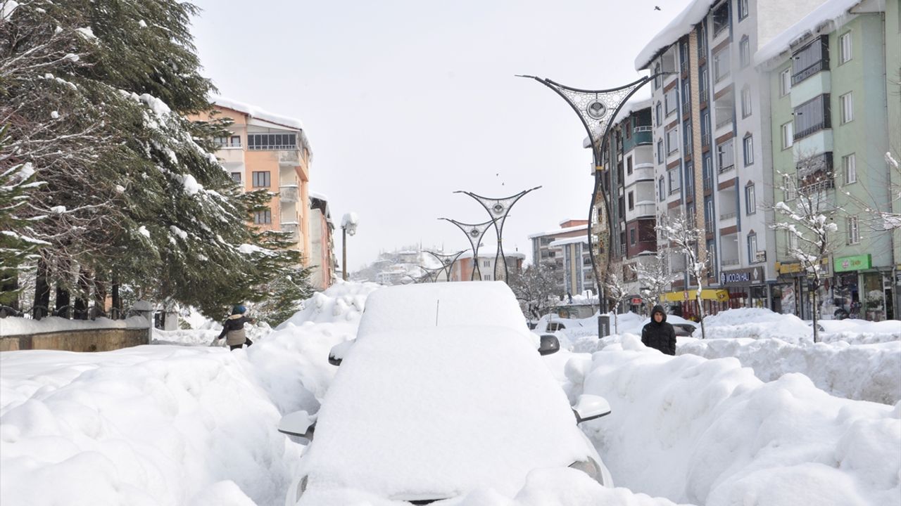 Bitlis'te yoğun yağış sonucu araçlar karla kaplandı