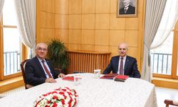 TBMM Başkanı Kurtulmuş, DSP Genel Başkanı Aksakal'ı kabul etti