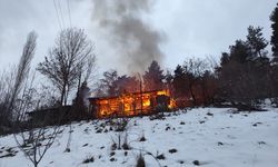 Artvin'de çıkan yangında ahşap ev kullanılamaz hale geldi