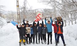 Bitlis'te çocuklar kızak ve naylonlarla kayarak eğlendi