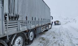 Erzurum'da ekipler, kar nedeniyle yolda mahsur kalan tırlardaki hayvanları besledi