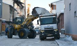 Kars'ta caddelerde biriken karlar kamyonlarla merkez dışına taşınıyor