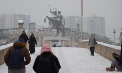 Kuzey Makedonya'nın başkenti Üsküp'te kar yağışı etkili oldu