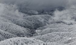 Sakarya Çam Dağı'nda oluşan kış manzaraları havadan görüntülendi