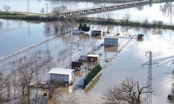 Edirne'de Meriç Nehri'nin debisi artmaya devam ediyor