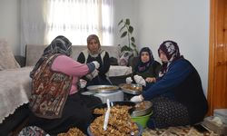 Kadınlar ipe ceviz dizerek hem ev ekonomisine katkı sağlıyor hem de zamanlarını değerlendiriyor