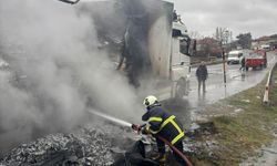 Kırklareli'nde hamsi yüklü tırda çıkan yangın söndürüldü