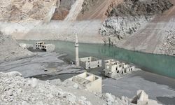 Artvin'de baraj altında kalan köy su seviyesi düşünce yeniden ortaya çıktı