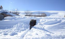 Muş'ta karla kaplı köyde yaşayanlar, zorlu kış koşullarına göğüs geriyor