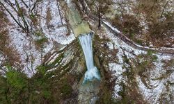 Sorkun Şelaleleri Tabiat Anıtı kar yağışıyla ayrı güzelliğe büründü