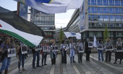 Bosna Hersek'te İsrail'in esir aldığı Filistinlilerin serbest bırakılması için gösteri düzenlendi