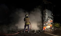 Mardin'de seyir halindeki tırın dorsesinde çıkan yangın söndürüldü