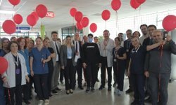 Mersin'de ilik kanserini yenen kadın, hastaneden gökyüzüne bırakılan balonlarla taburcu edildi