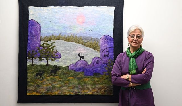 Türk medeniyetinin binlerce yıllık kaya resimleri keçeyle sanata dönüştü