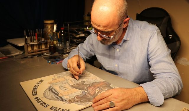 Türk tarihini 27 metrelik çini eserle anlattı