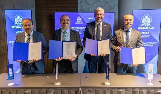 Erzurum'da düzenlenecek 2028 Avrupa Üniversite Kış Oyunları için resmi imzalar atıldı