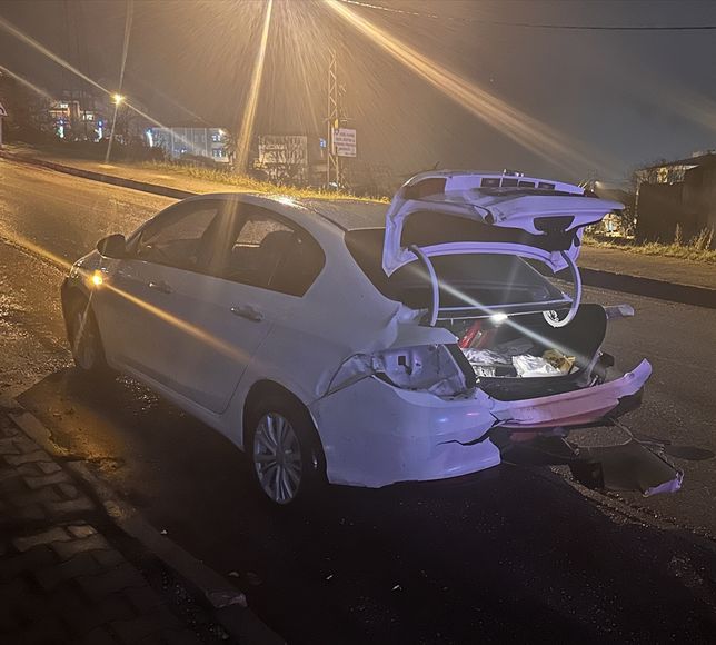 Samsun'da park edilen otomobilin hareket ederek elektrik direğine çarpması sonucu 2 kişi yaralandı
